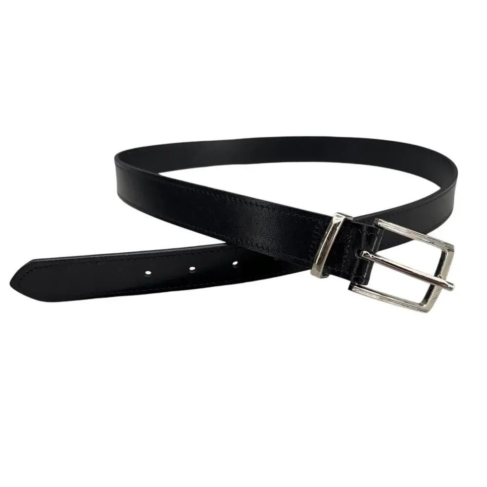 Black Leather Square Silver Buckle 1